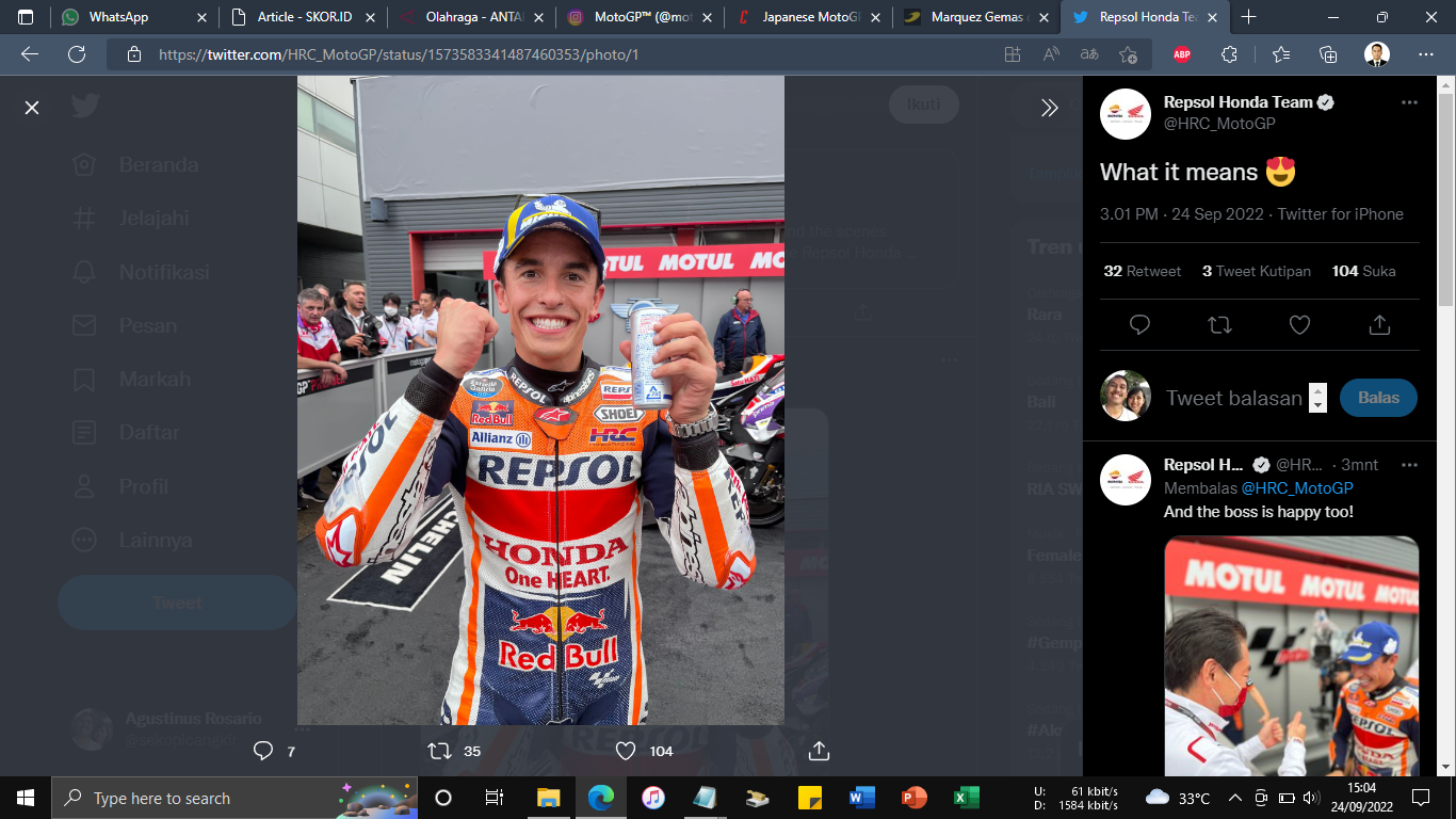 Hasil Kualifikasi MotoGP Jepang 2022: Marc Marquez Rebut Pole Position di Tengah Guyuran Hujan