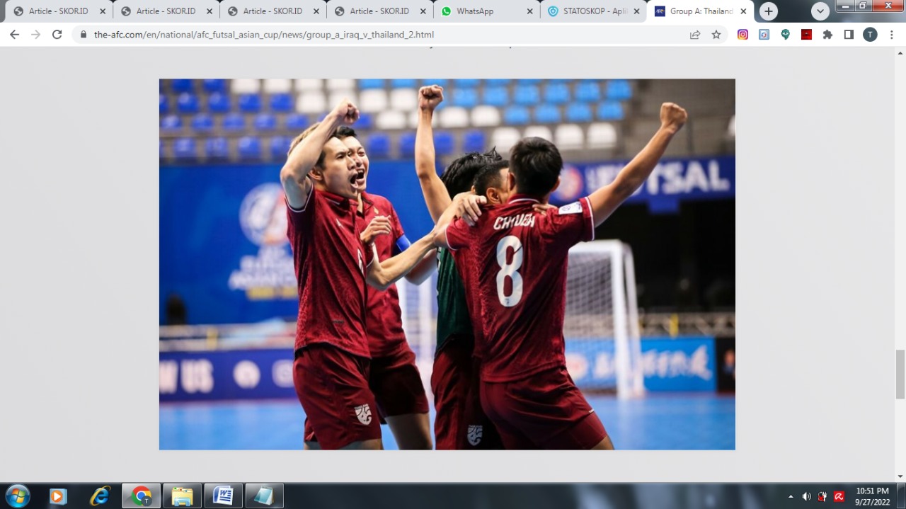 Hasil Piala Asia Futsal 2022: Kejutan, Timnas Futsal Thailand Menang Comeback atas Irak