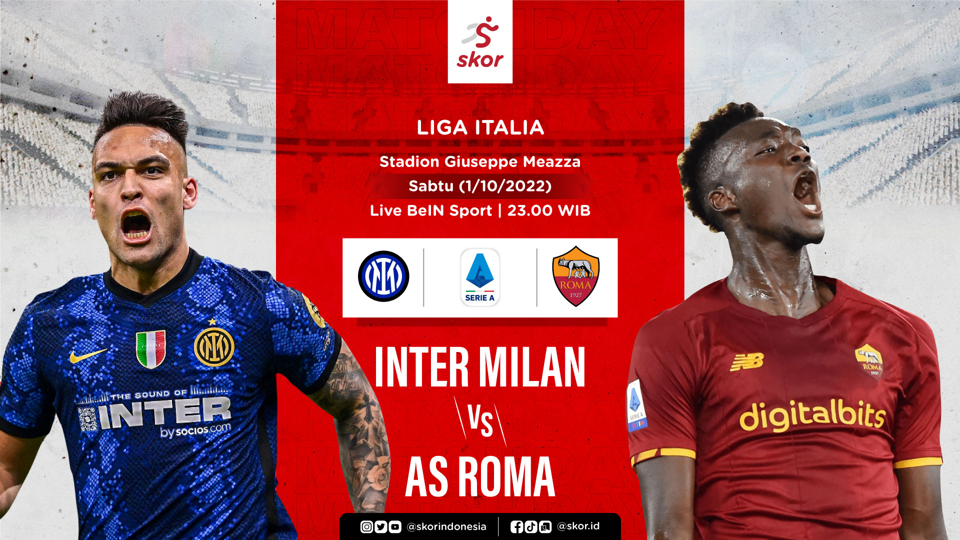 Link Live Streaming Inter Milan vs AS Roma di Liga Italia 2022-2023