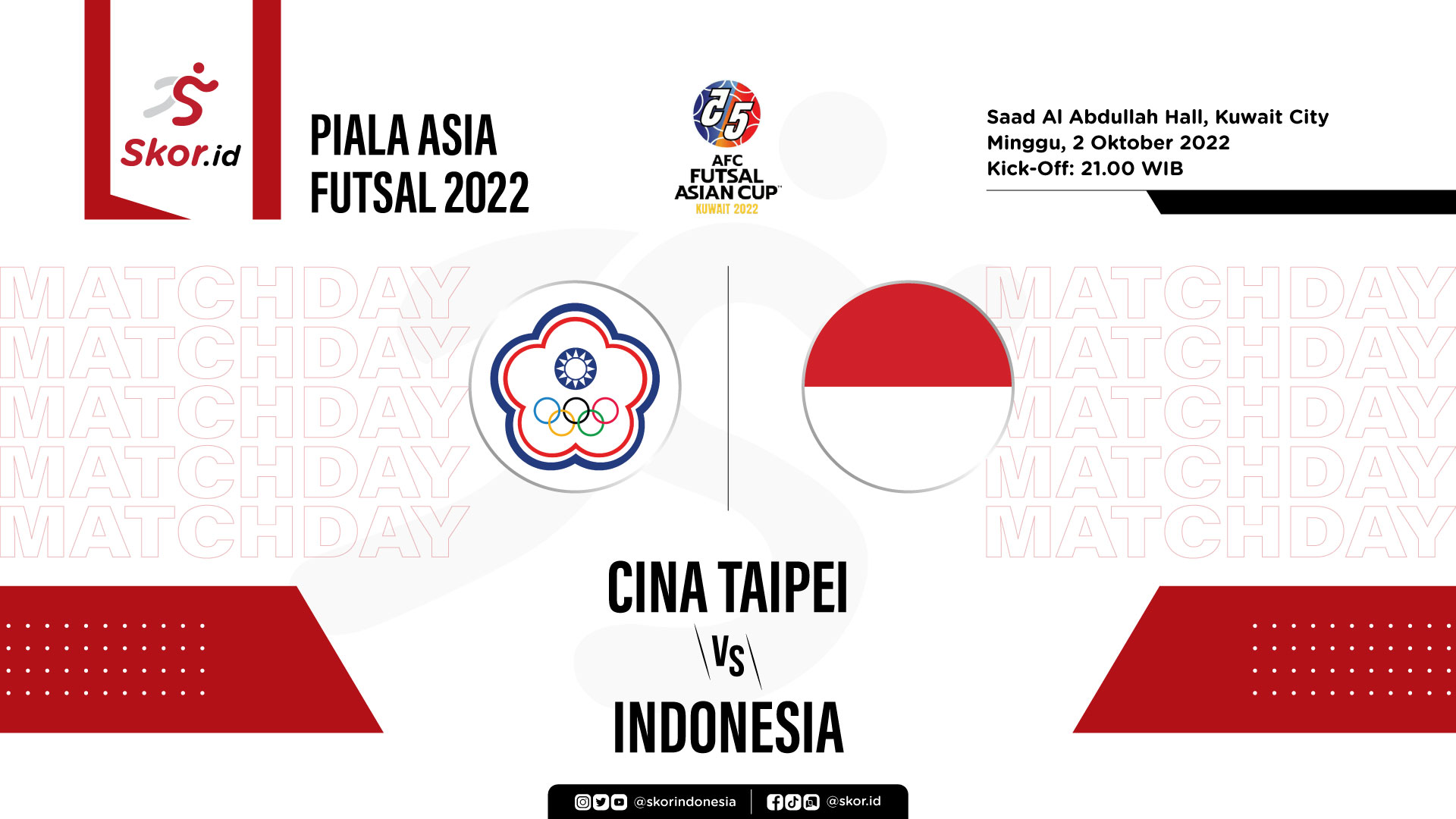 Prediksi dan Link Live Streaming Timnas Futsal Indonesia vs Cina Taipei di Piala Asia Futsal 2022