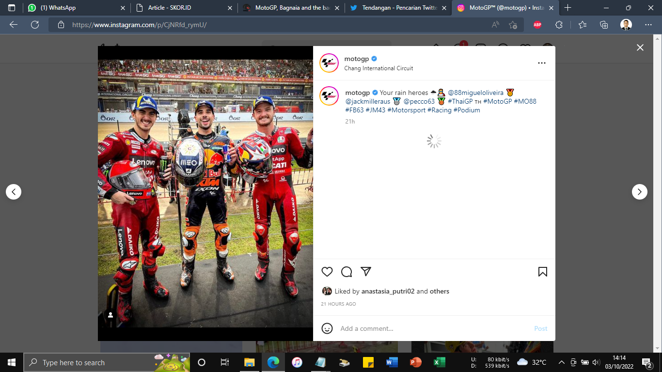 MotoGP Thailand 2022: Rebut Podium, Francesco Bagnaia Ternyata 'Dibantu' Sosok Ini