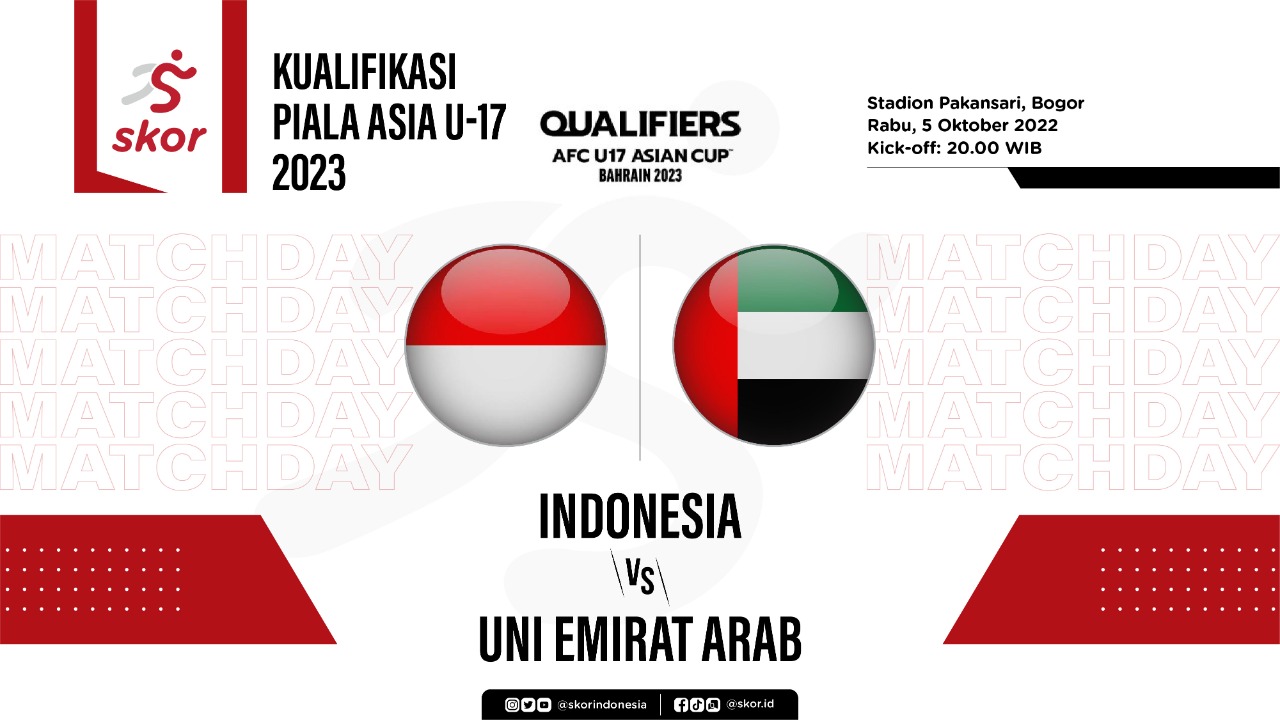 Prediksi dan Link Live Streaming Indonesia vs Uni Emirat Arab di Kualifikasi Piala Asia U-17 2023