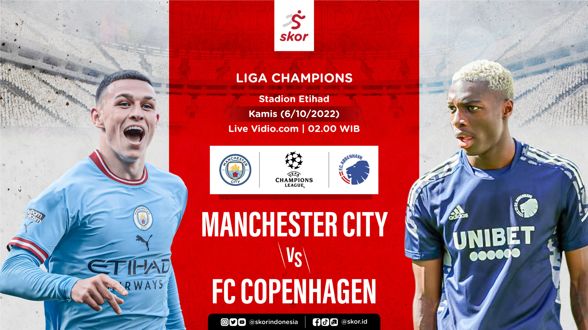 Link Live Streaming Manchester City vs FC Copenhagen di Liga Champions 2022-2023