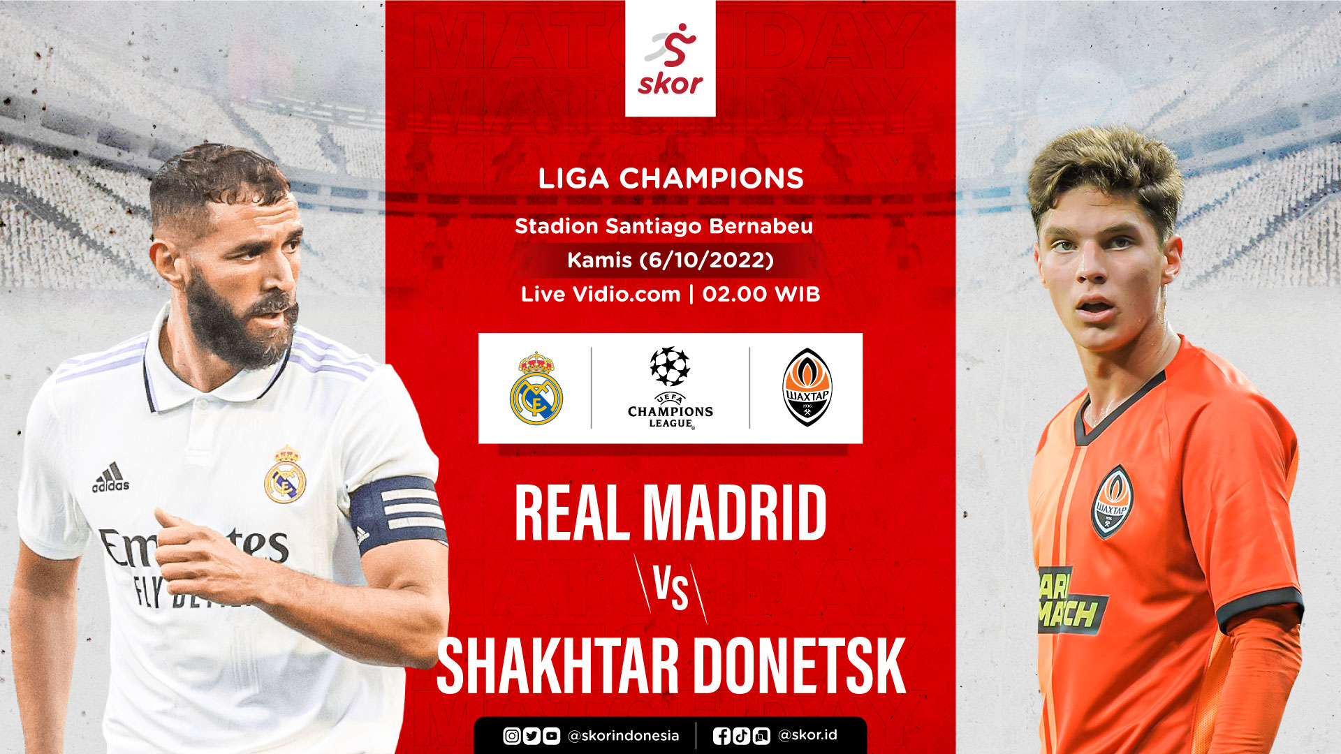 Link Live Streaming Real Madrid vs Shakhtar Donetsk di Liga Champions 2022-2023