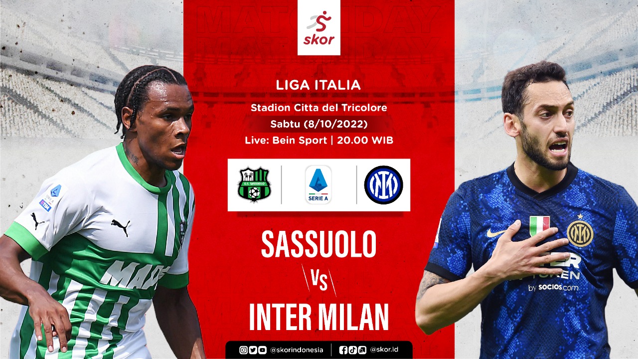 Link Live Streaming Sassuolo vs Inter Milan di Liga Italia 2022-2023