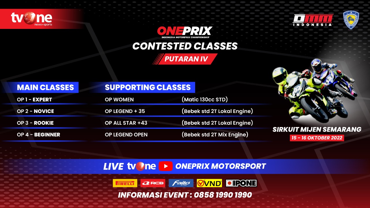 Putaran 4 Oneprix Indonesia Motoprix Championship 2022 Digelar di Semarang