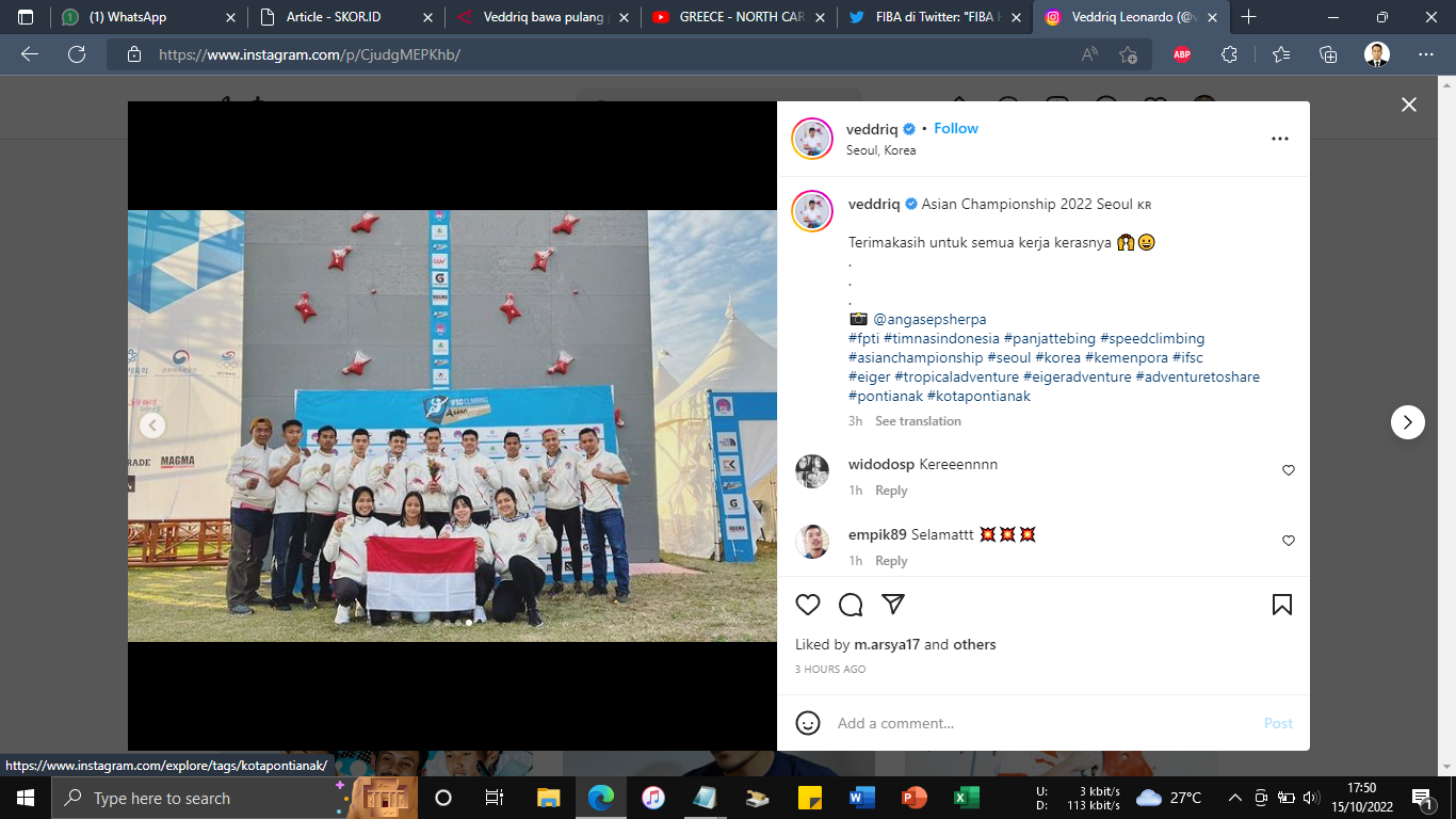 Kejuaraan Panjat Tebing Asia 2022: Indonesia Sapu Bersih Podium Speed Putri