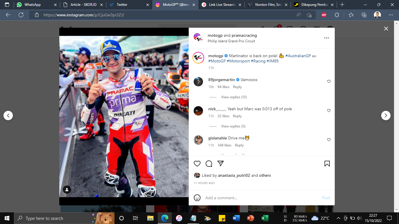 Link Live Streaming MotoGP Australia 2022: Jorge Martin di Tengah Kepungan Jawara