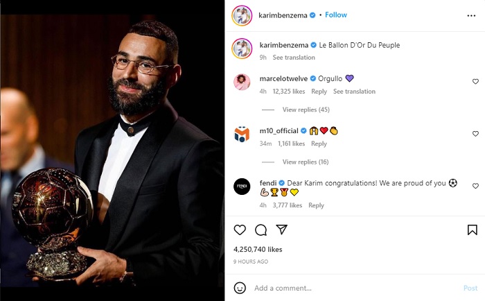 Ini Reaksi Kekasih Karim Benzema usai Raih Ballon d'Or 2022, Pamer Gelang Pasangan