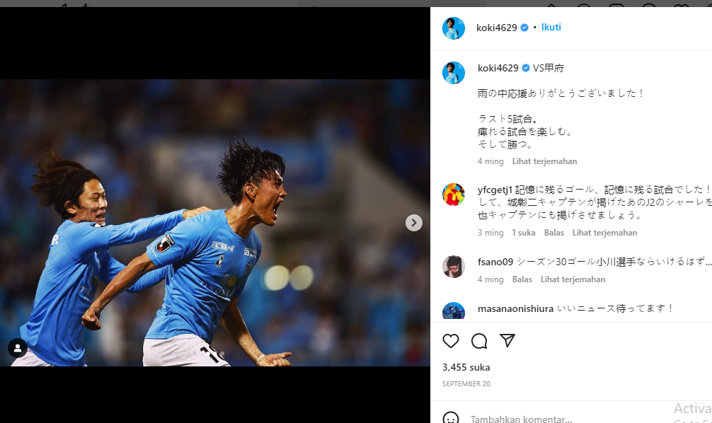 Koki Ogawa, Striker Kejam Kunci Promosi Yokohama FC ke J1 League