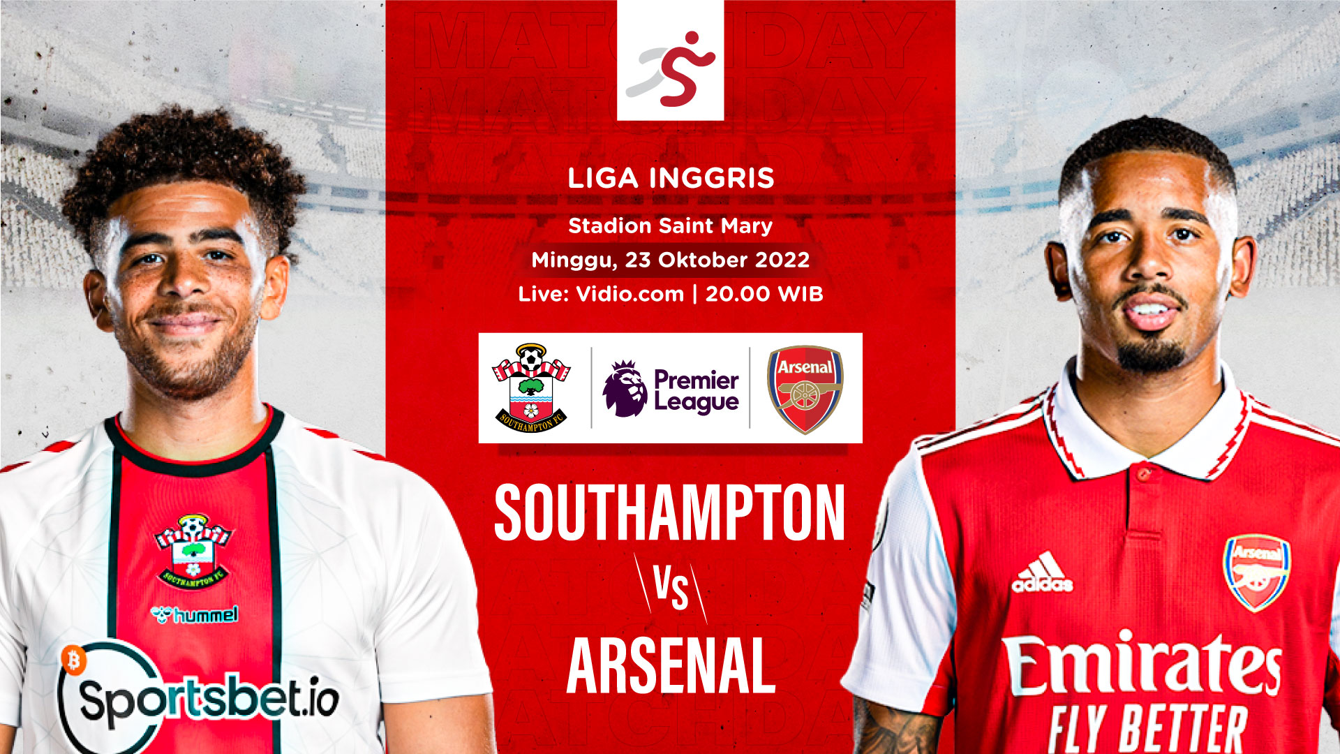Link Live Streaming Southampton vs Arsenal di Liga Inggris 2022-2023