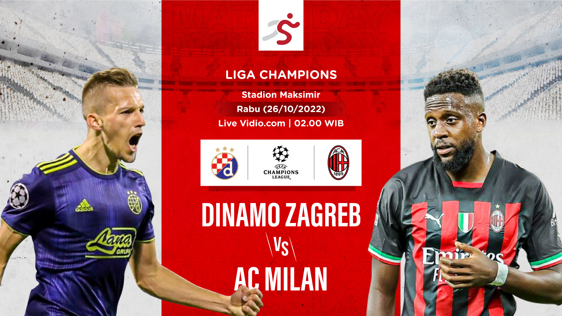 Link Live Streaming Dinamo Zagreb vs AC Milan di Liga Champions 2022-2023