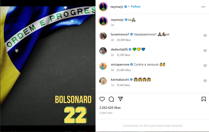 Neymar Gencar Kampanye dan Akan Dilakukan Ini untuk Jair Bolsonaro selama Piala Dunia