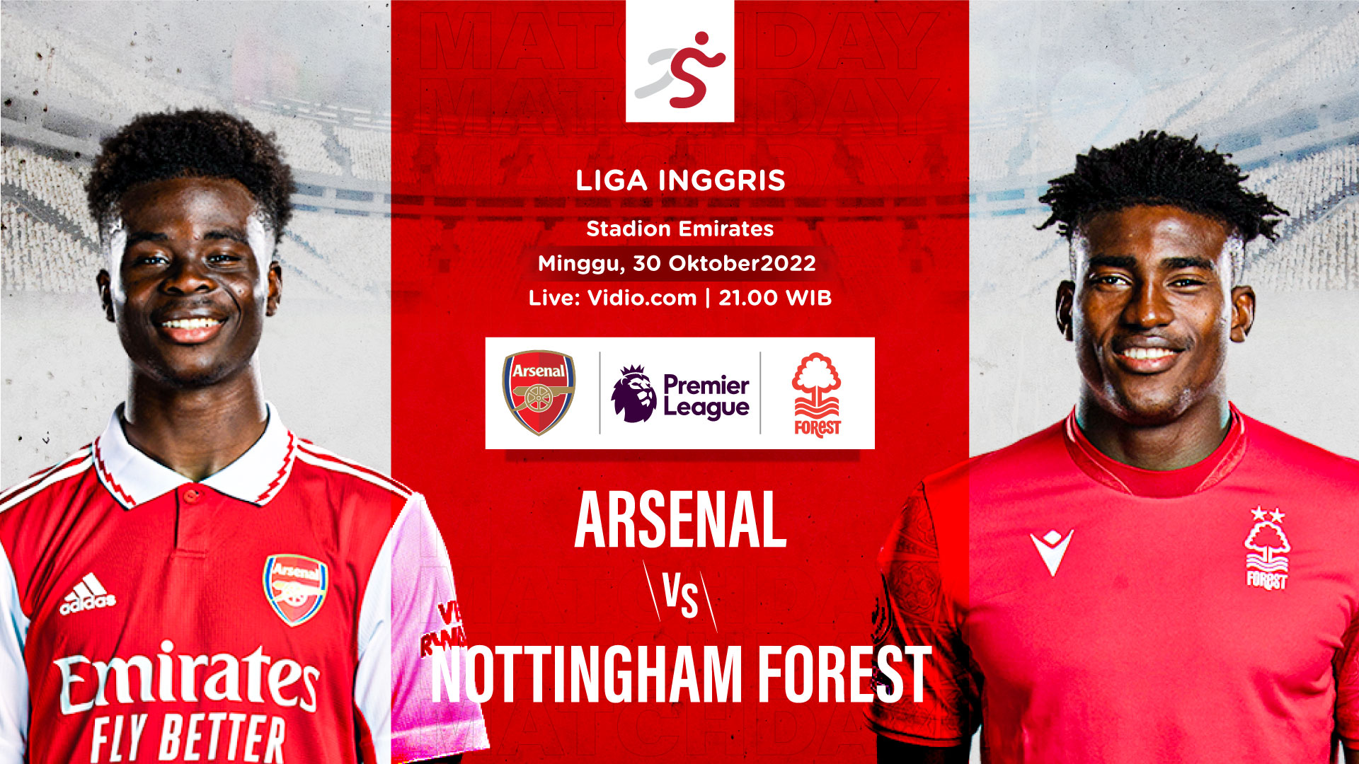 Link Live Streaming Arsenal vs Nottingham Forest di Liga Inggris 2022-2023