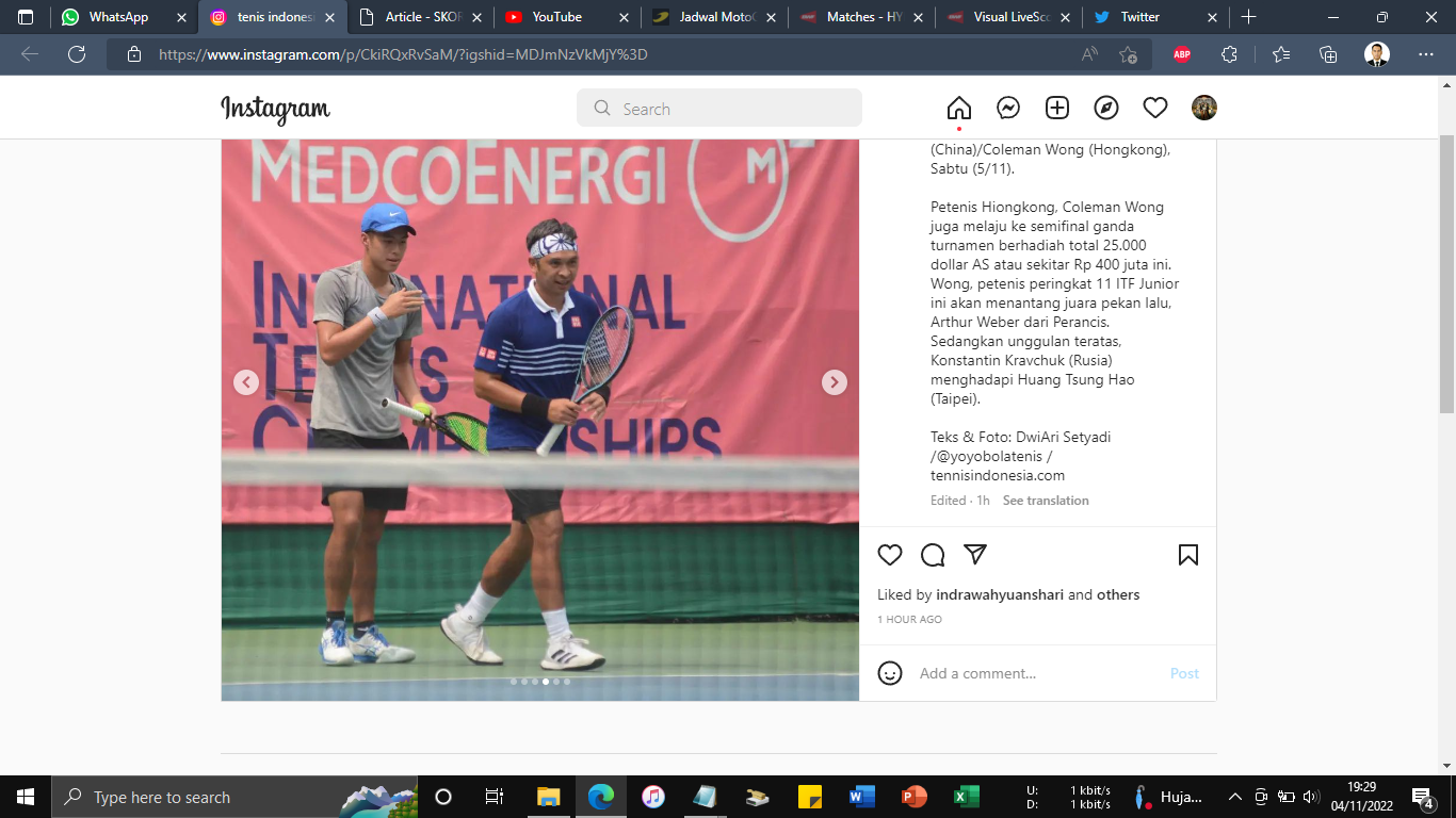 MedcoEnergi International Tennis Championships: Langkah Nathan/Christo  Terhenti di Semifinal