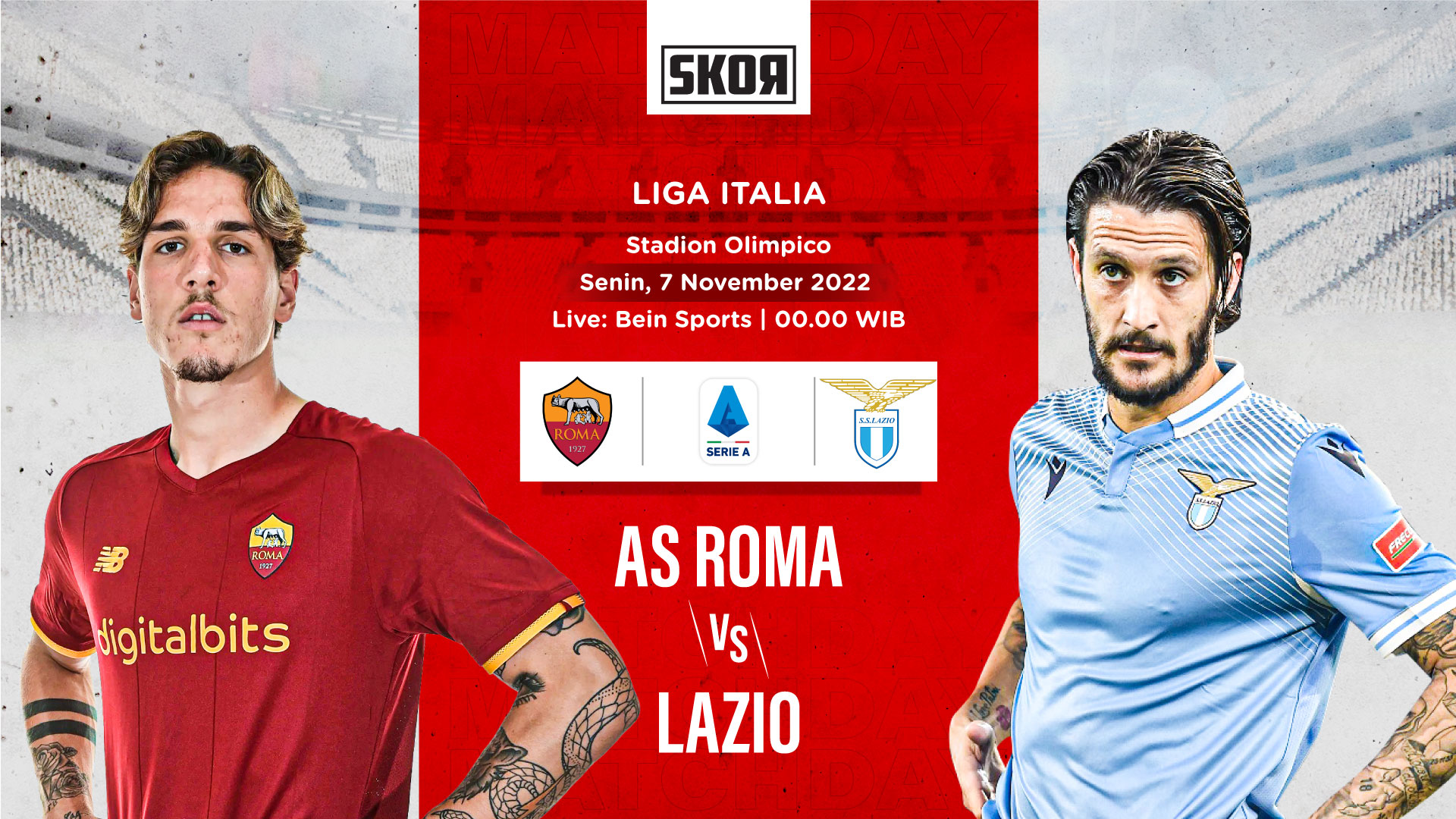 Link live streaming AS Roma vs Lazio di Liga Italia 2022-2023