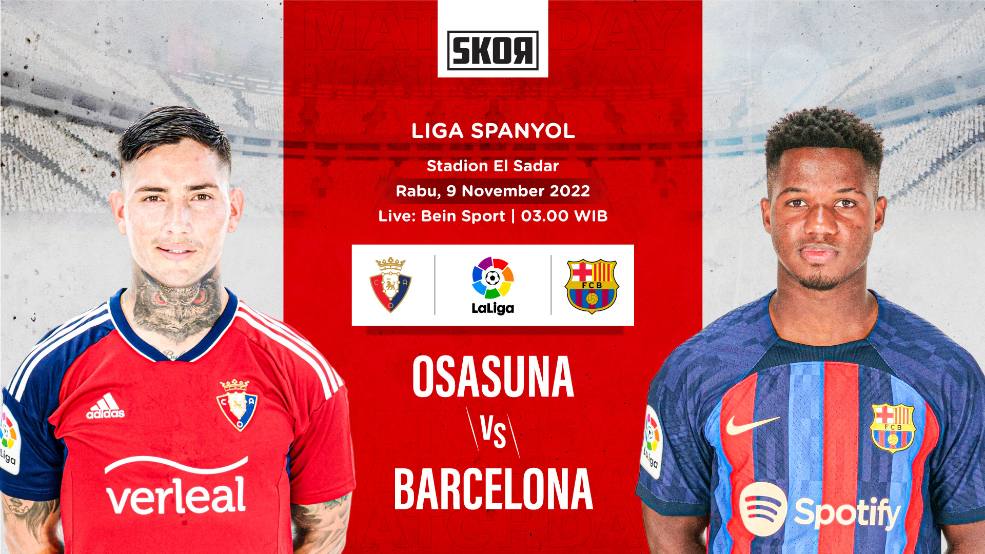 Link Live Streaming Osasuna vs Barcelona di Liga Spanyol 2022-2023