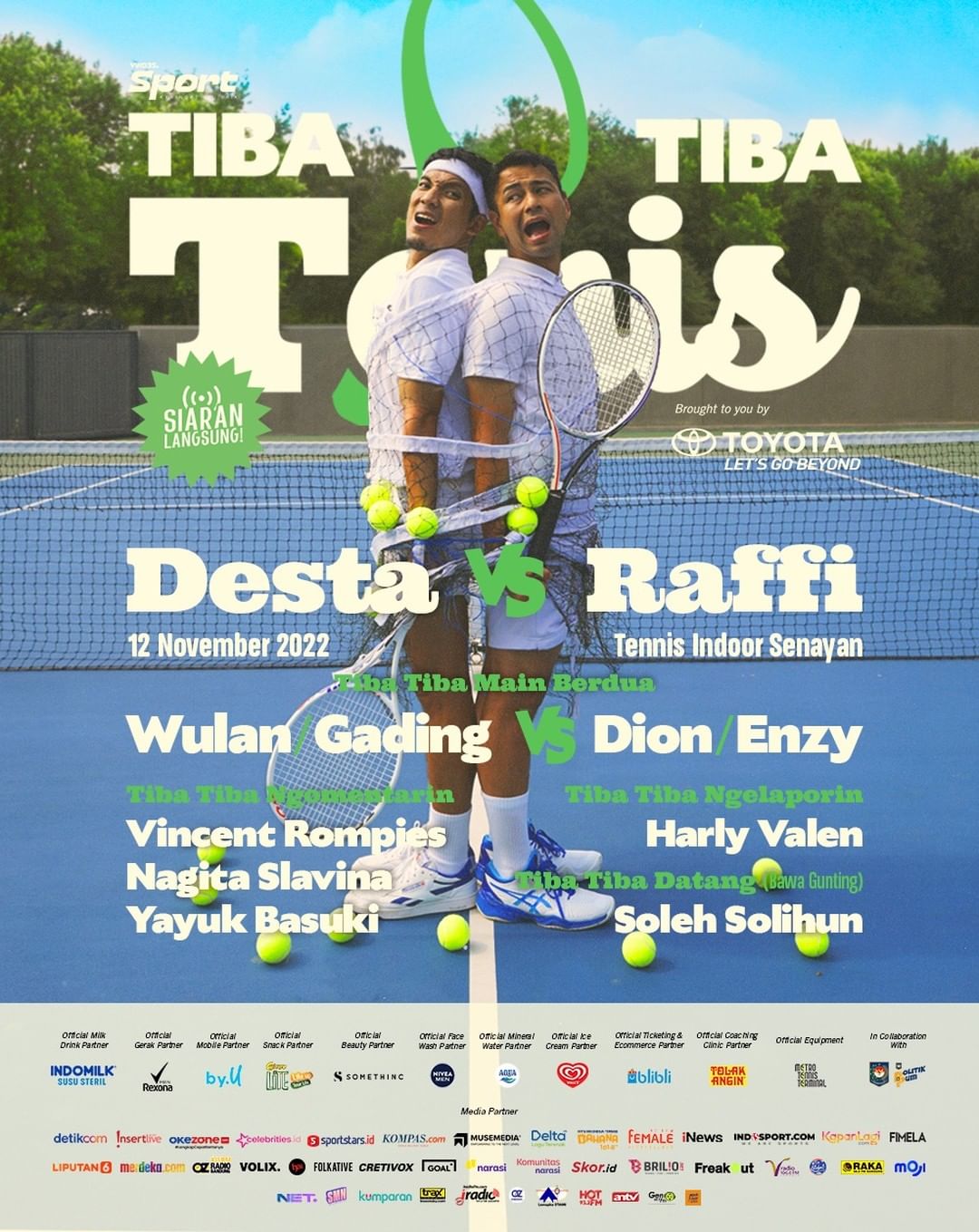 Link Live Streaming Tiba-Tiba Tenis, Dimulai Pukul 19.00 WIB 