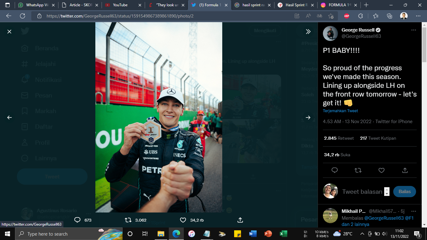 F1 GP Sao Paulo 2022: Max Verstappen Waspadai Kecepatan Mercedes di Interlagos