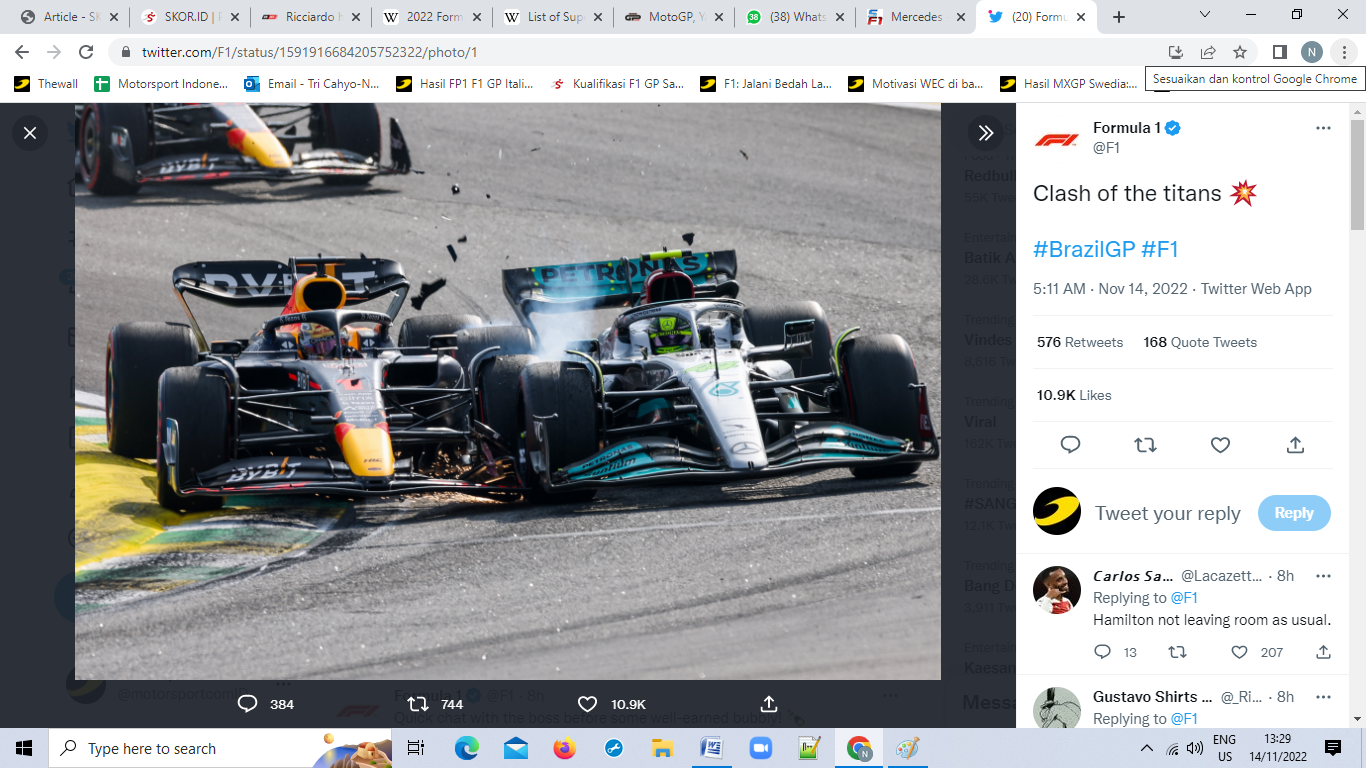 Max Verstappen Tuding Lewis Hamilton Penyebab Insiden