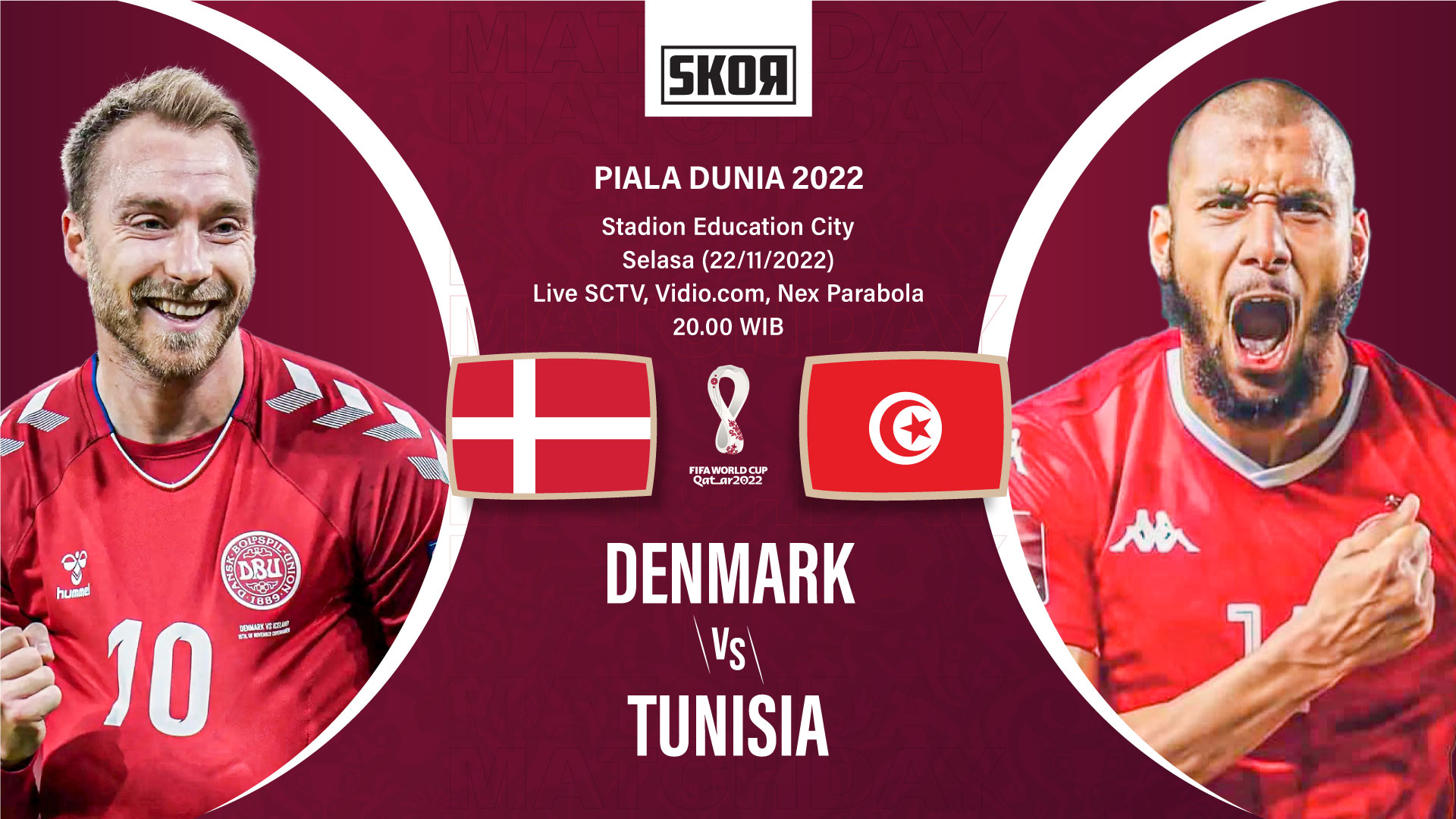 Piala Dunia 2022: Head to Head Denmark vs Tunisia