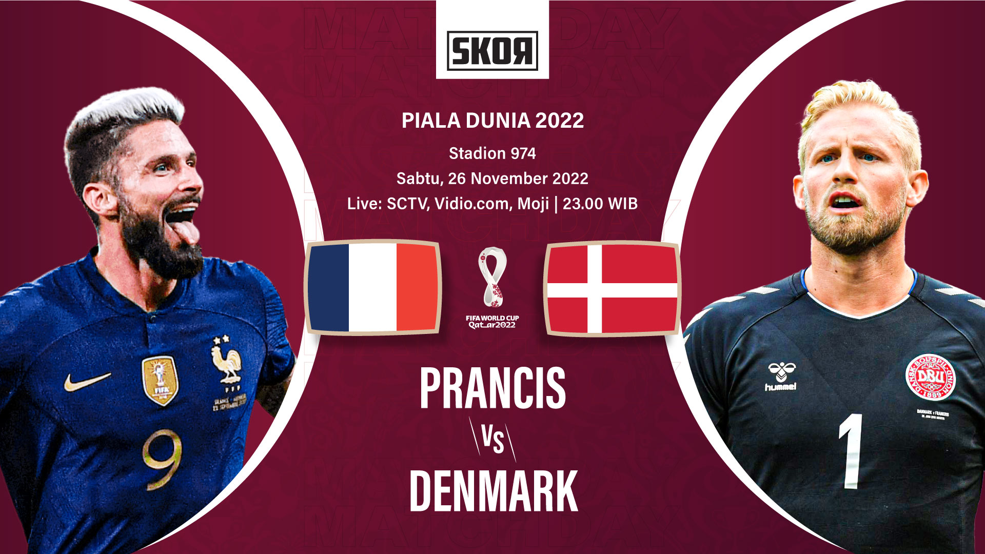 Preview dan Link Live Streaming Prancis vs Denmark di Piala Dunia 2022
