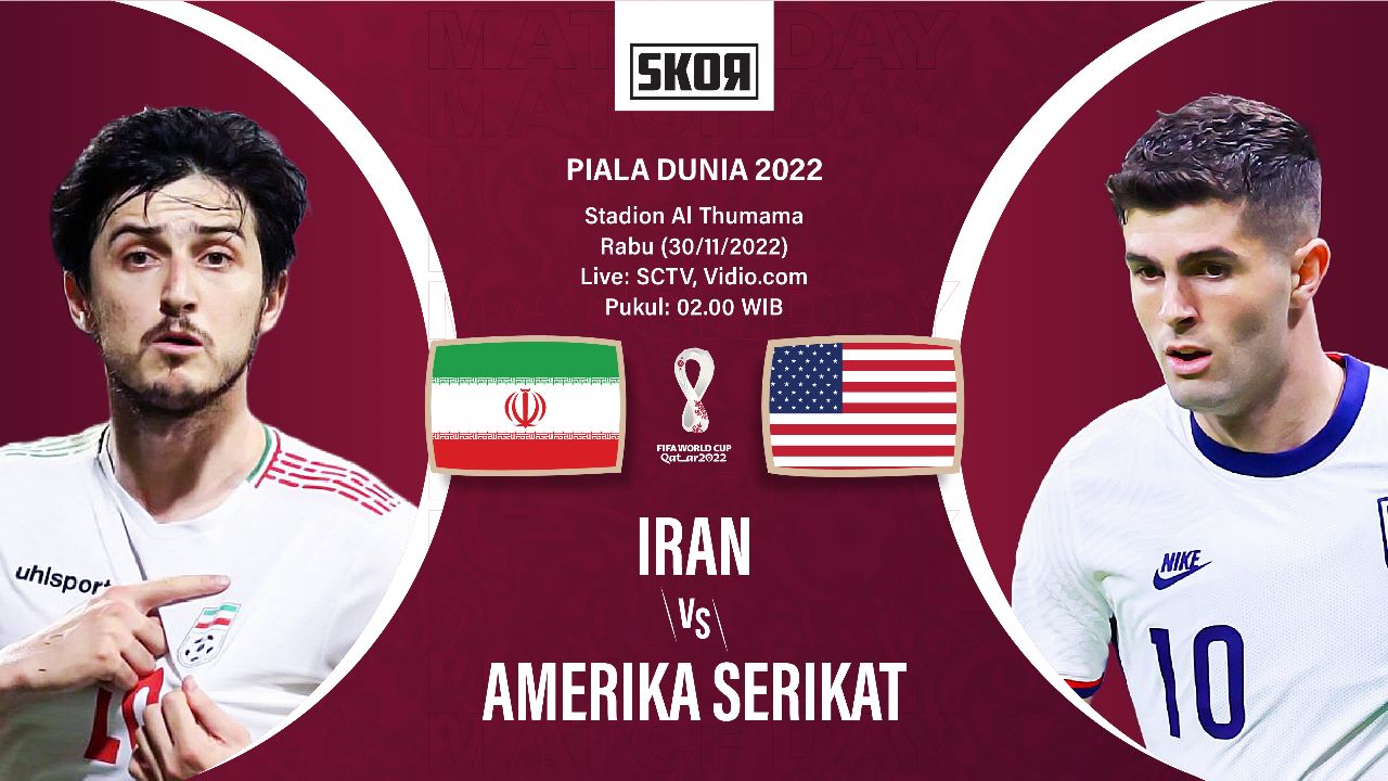 Piala Dunia 2022: Head to Head Antarlini Iran vs Amerika Serikat