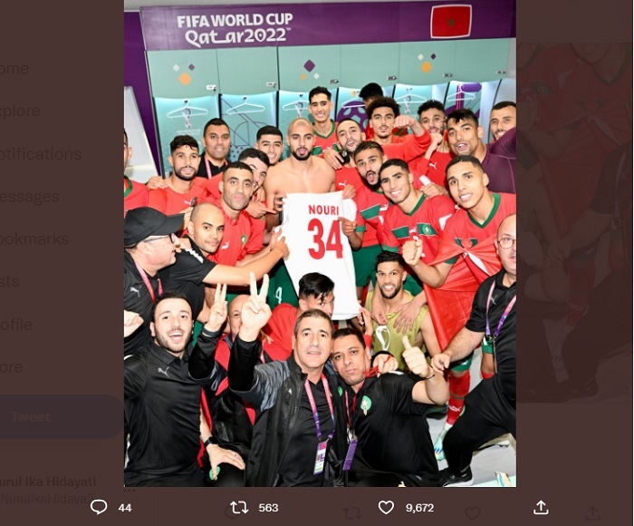 Maroko Mengingat Abdelhak Nouri, Bentangkan Jersey No.34 setelah Kemenangan atas Spanyol 