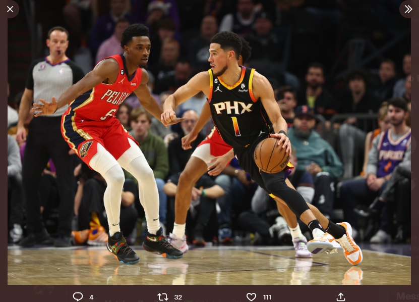 Hasil NBA 2022-2023: Devin Booker Menggila, Phoenix Suns Bungkam Pelicans 
