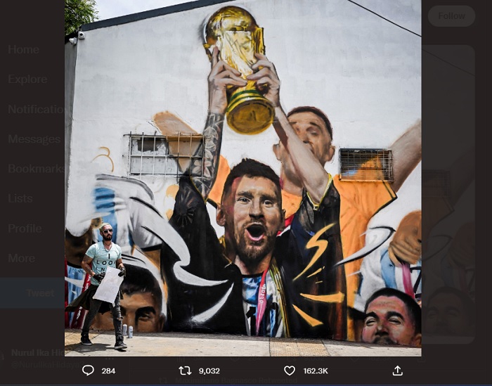 Seniman Jalanan Argentina Persembahkan Mural La Albicelete Juara Dunia di Buenos Aires