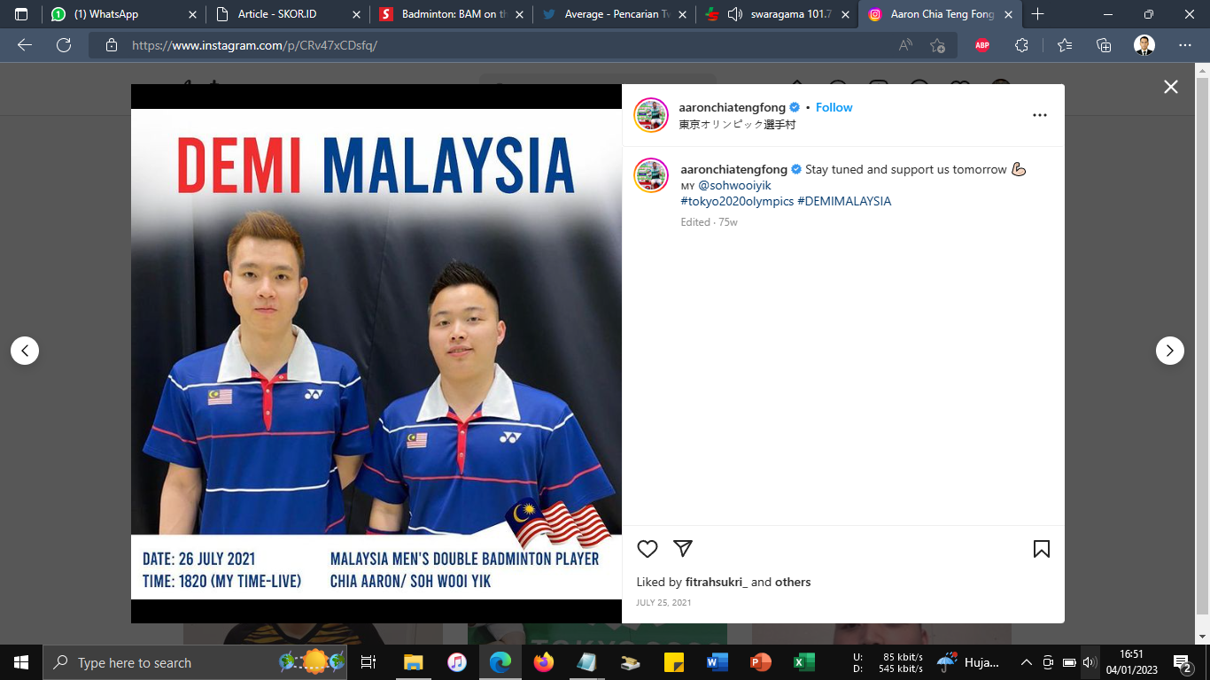 Ambisi Aaron Chia/Soh Wooi Yik Akhiri Penantian Gelar BWF Tour di Malaysia Open 2023
