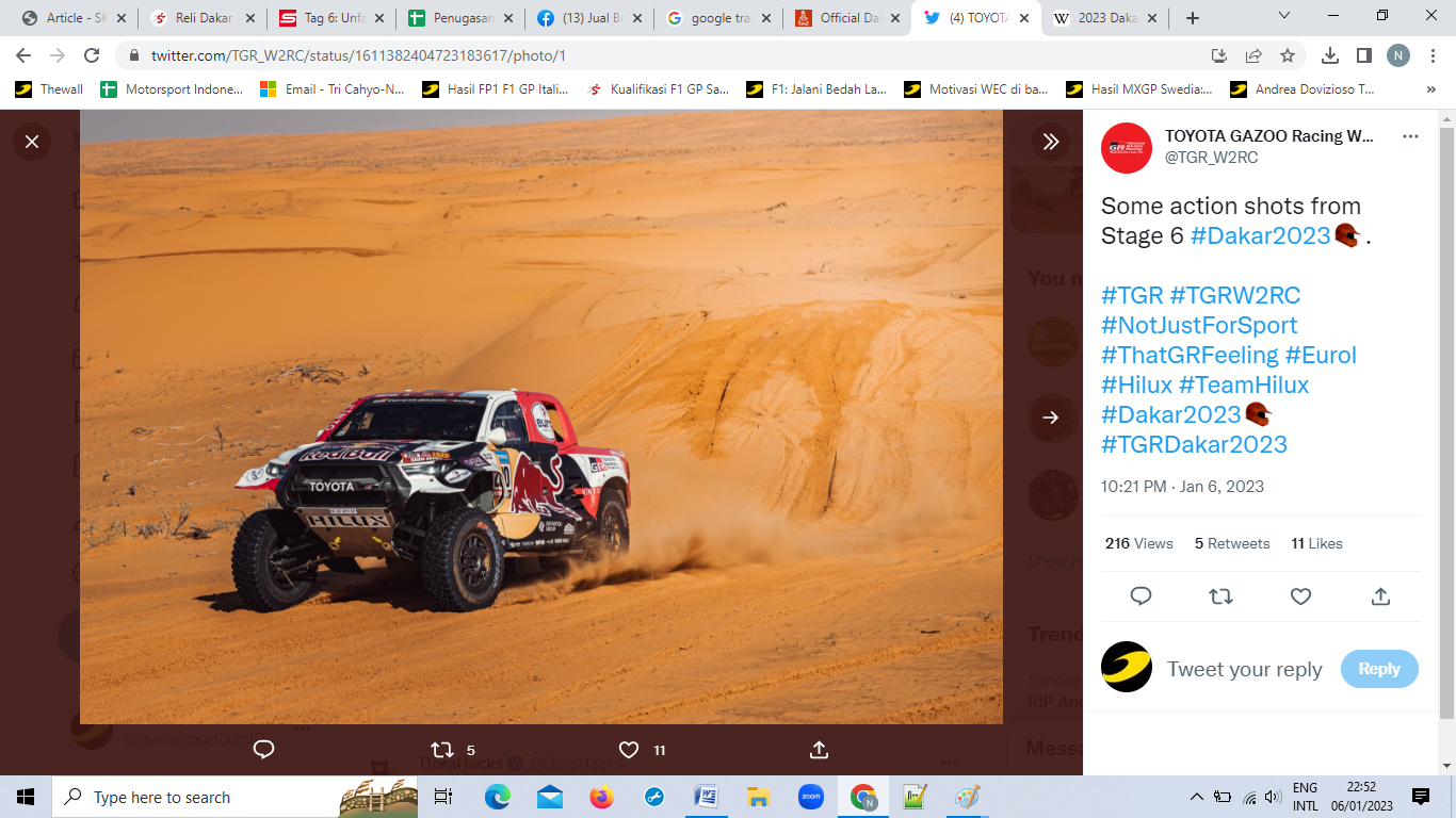Reli Dakar 2023: Peterhansel Terjungkal, Al-Attiyah Menangi Etape 6