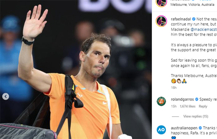 Istri Rafael Nadal Menangis Legenda Tenis Tersingkir dari Australia Open