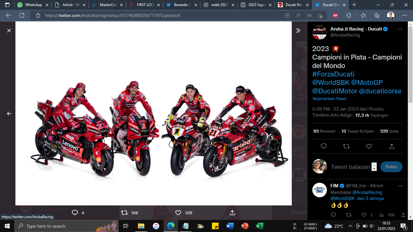 Ducati Launching Tim untuk MotoGP 2023, Francesco Bagnaia Resmi Pakai Nomor 1