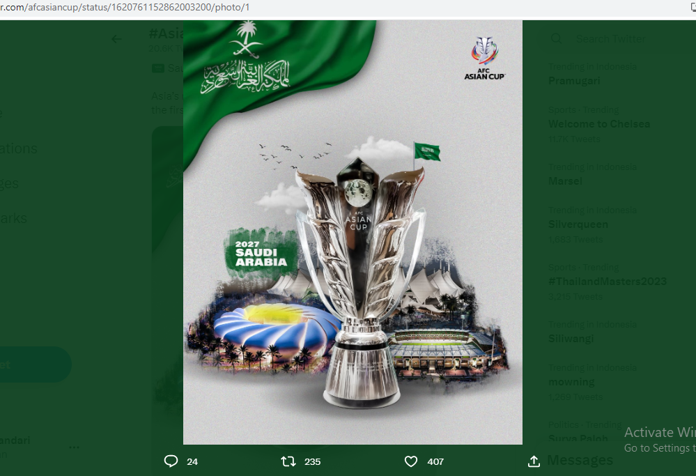 Arab Saudi Resmi Tuan Rumah Piala Asia 2027